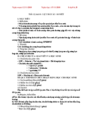 Giáo án Vật lý Lớp 8 - Tiết 12 đến 22 - Năm học 2018-2019